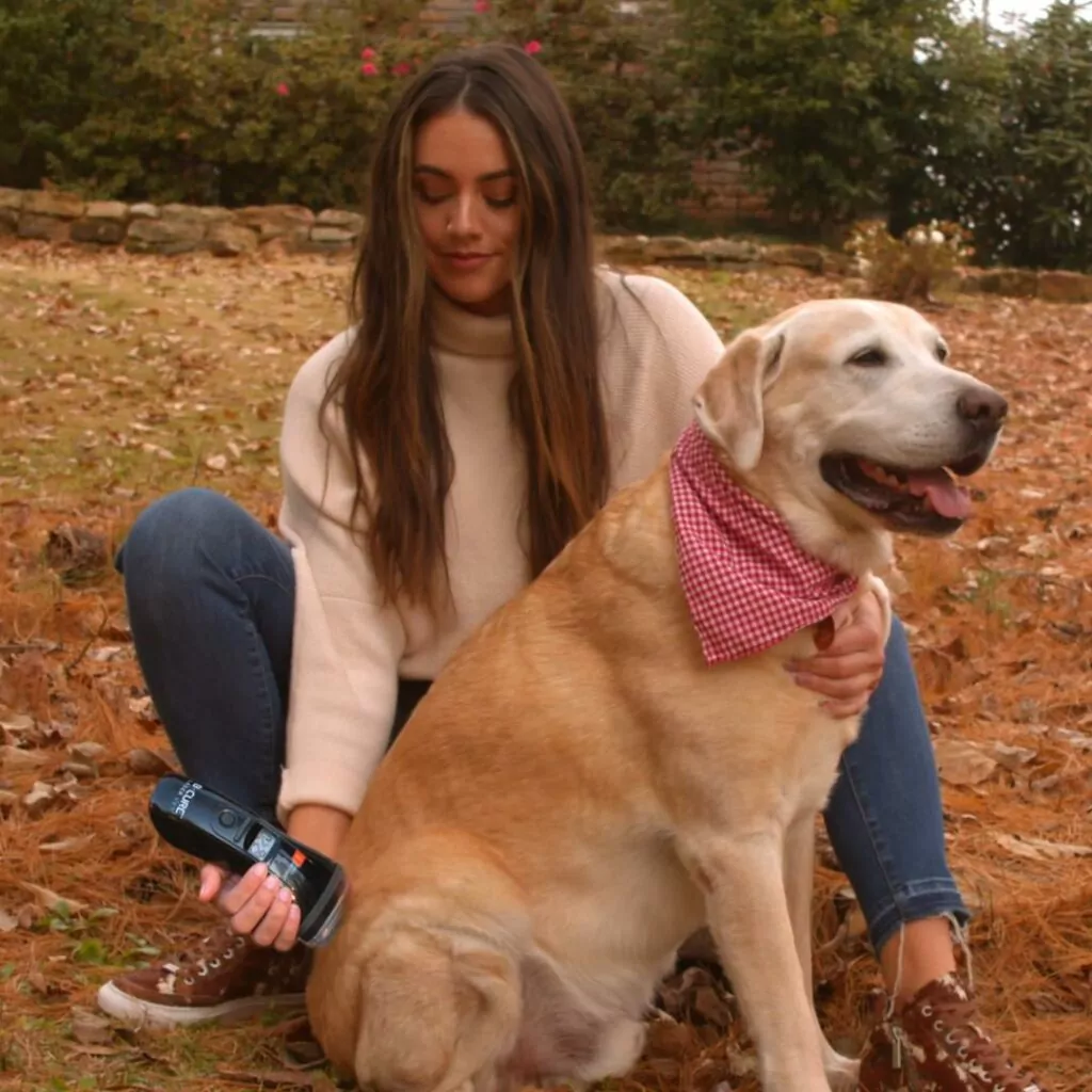 "Sammy loves sitting with us during the short treatments. He seems happier"     
